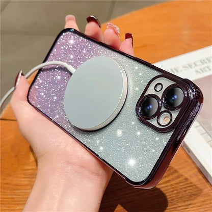 For iPhone 13 Case Gradient Sparkle TPU Phone Cover Compatible with MagSafe