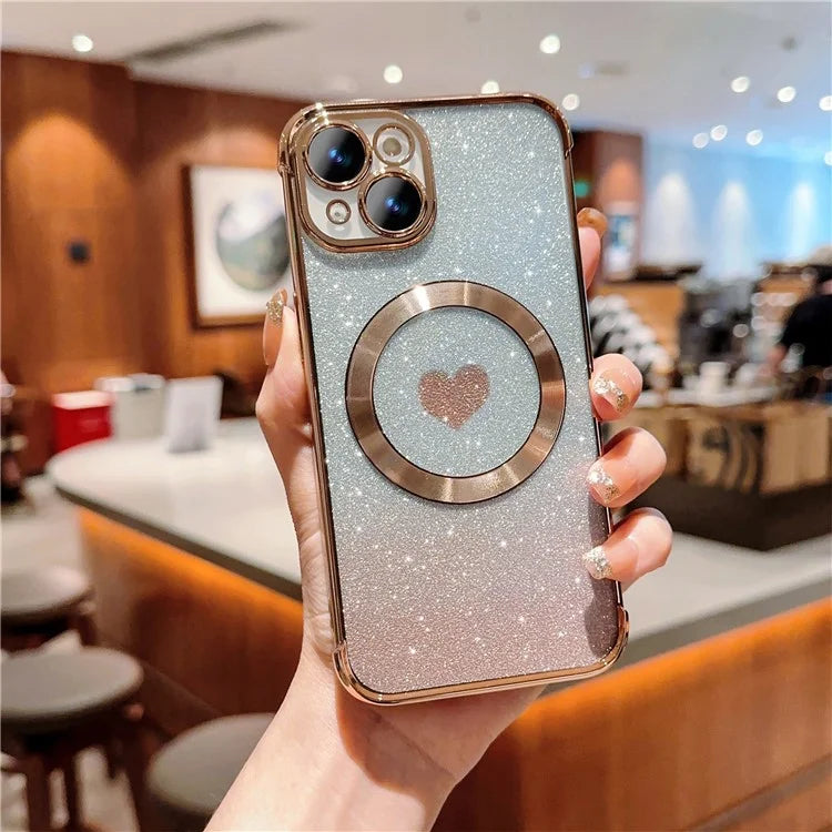 For iPhone 13 Case Gradient Sparkle TPU Phone Cover Compatible with MagSafe