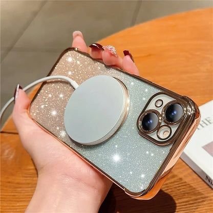 For iPhone 13 Case Gradient Sparkle TPU Phone Cover Compatible with MagSafe