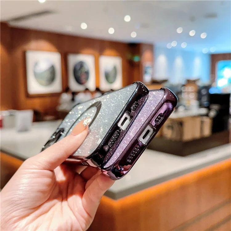 For iPhone 13 Case Gradient Sparkle TPU Phone Cover Compatible with MagSafe