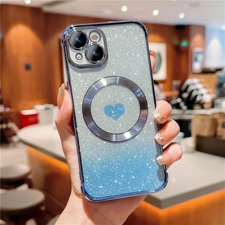 For iPhone 13 Case Gradient Sparkle TPU Phone Cover Compatible with MagSafe