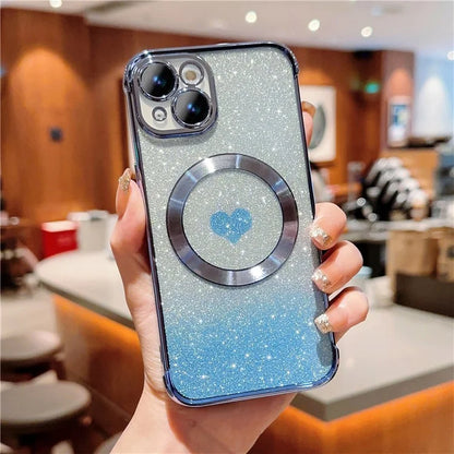 For iPhone 13 Case Gradient Sparkle TPU Phone Cover Compatible with MagSafe