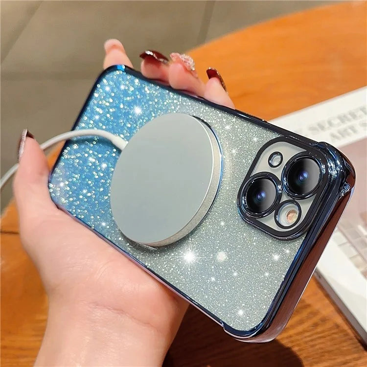 For iPhone 13 Case Gradient Sparkle TPU Phone Cover Compatible with MagSafe