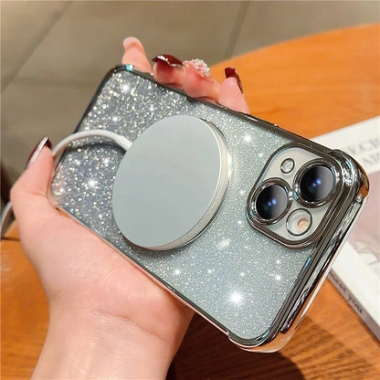 For iPhone 13 Case Gradient Sparkle TPU Phone Cover Compatible with MagSafe
