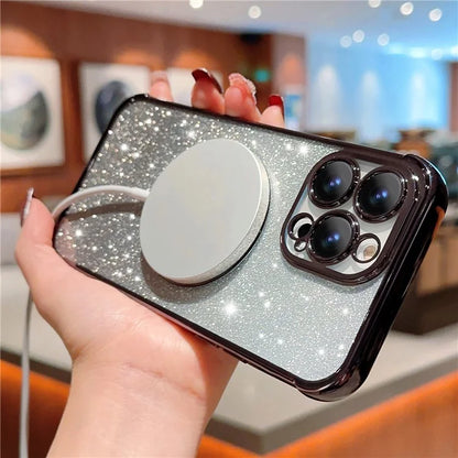 For iPhone 13 Pro Case Gradient Sparkle TPU Phone Cover Compatible with MagSafe