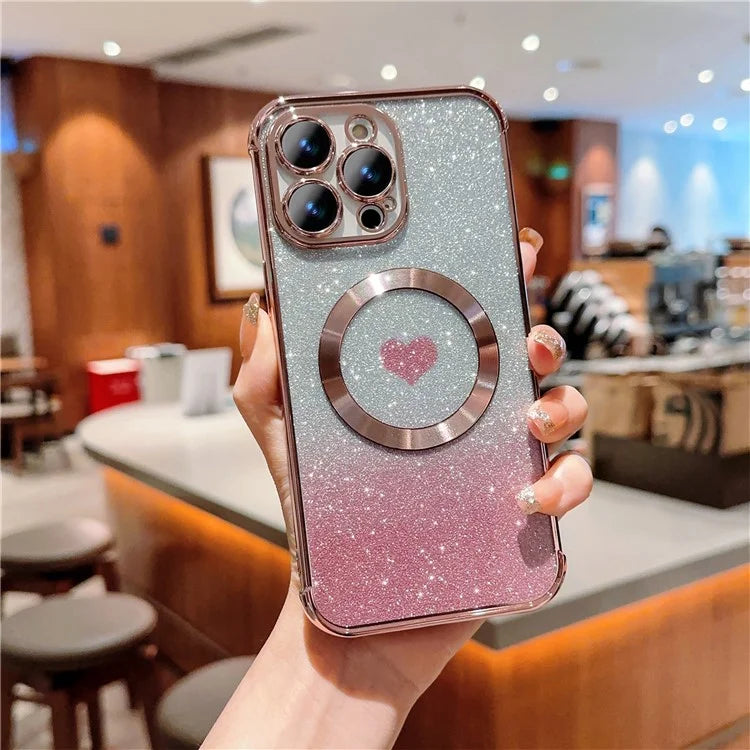 For iPhone 13 Pro Case Gradient Sparkle TPU Phone Cover Compatible with MagSafe