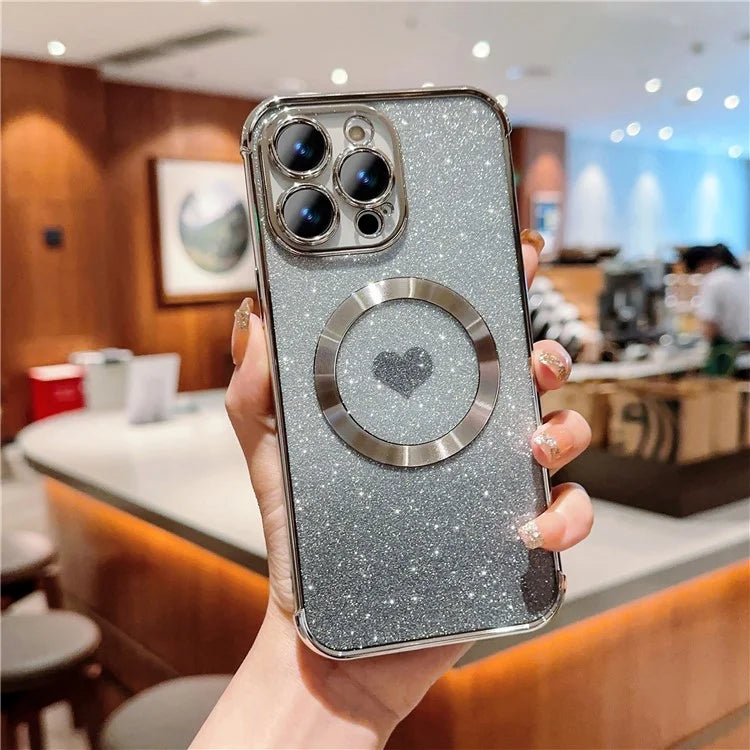 For iPhone 13 Pro Case Gradient Sparkle TPU Phone Cover Compatible with MagSafe