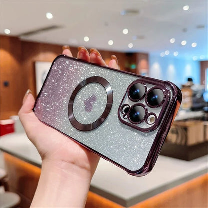 For iPhone 13 Pro Case Gradient Sparkle TPU Phone Cover Compatible with MagSafe
