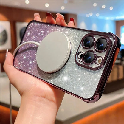 For iPhone 13 Pro Case Gradient Sparkle TPU Phone Cover Compatible with MagSafe