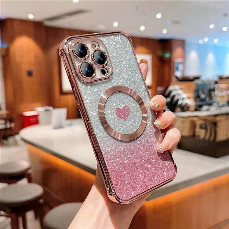 For iPhone 13 Pro Max Case Gradient Sparkle TPU Phone Cover Compatible with MagSafe