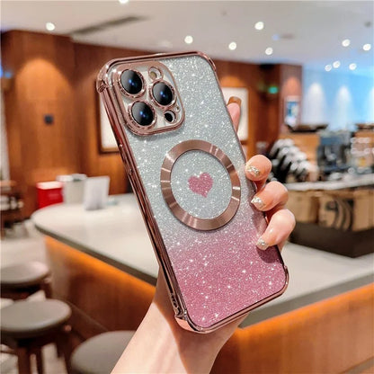 For iPhone 13 Pro Max Case Gradient Sparkle TPU Phone Cover Compatible with MagSafe
