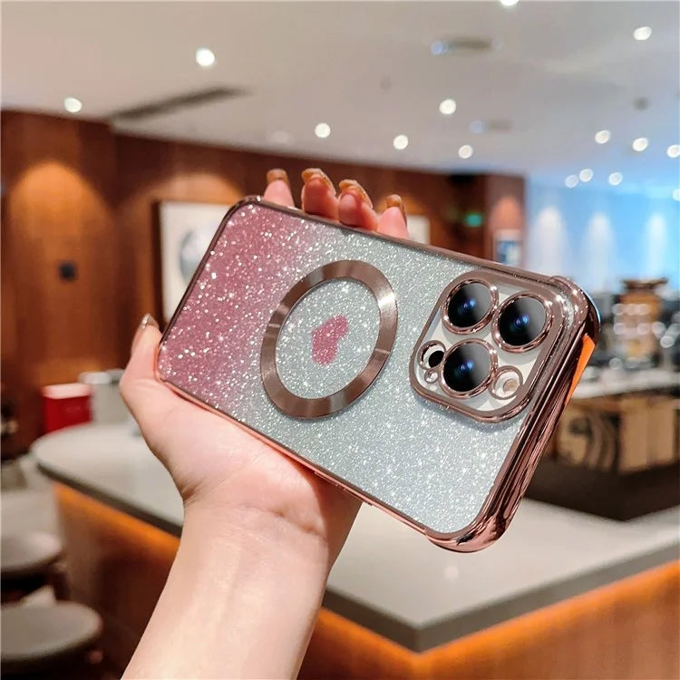 For iPhone 13 Pro Max Case Gradient Sparkle TPU Phone Cover Compatible with MagSafe
