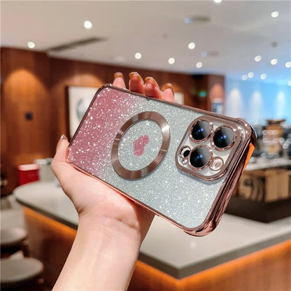 For iPhone 13 Pro Max Case Gradient Sparkle TPU Phone Cover Compatible with MagSafe