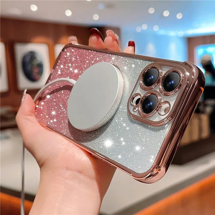 For iPhone 13 Pro Max Case Gradient Sparkle TPU Phone Cover Compatible with MagSafe