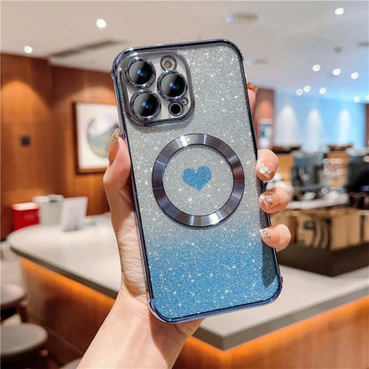 For iPhone 13 Pro Max Case Gradient Sparkle TPU Phone Cover Compatible with MagSafe