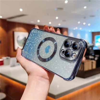 For iPhone 13 Pro Max Case Gradient Sparkle TPU Phone Cover Compatible with MagSafe