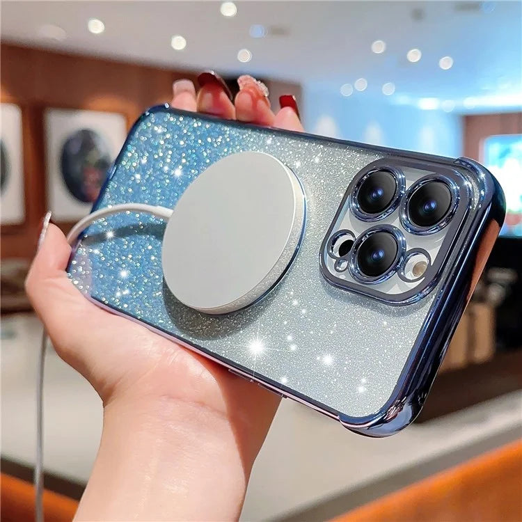 For iPhone 13 Pro Max Case Gradient Sparkle TPU Phone Cover Compatible with MagSafe