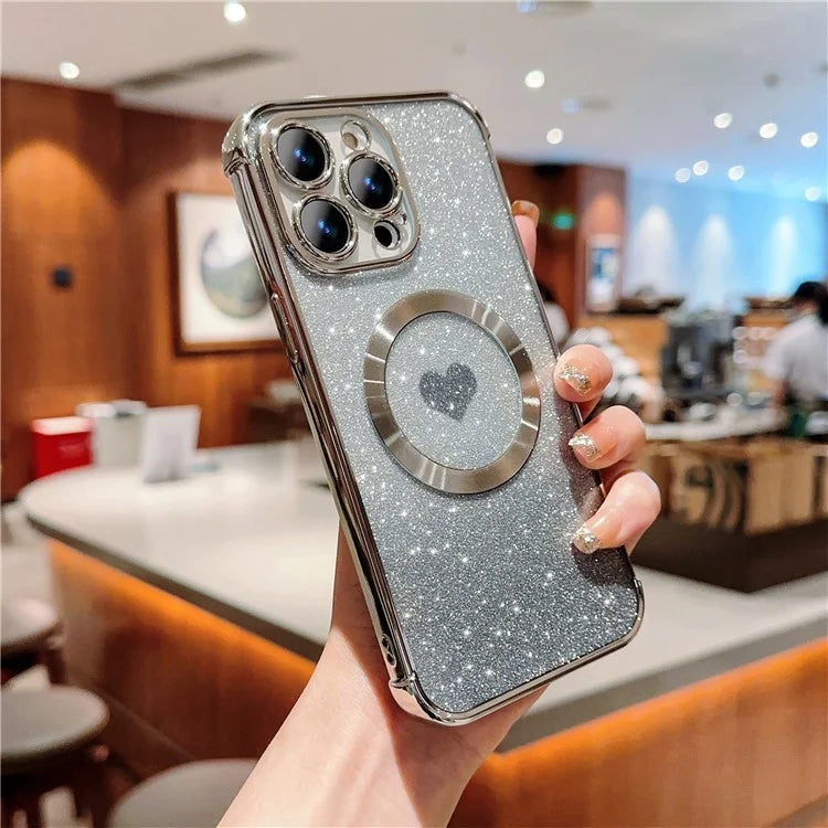 For iPhone 13 Pro Max Case Gradient Sparkle TPU Phone Cover Compatible with MagSafe