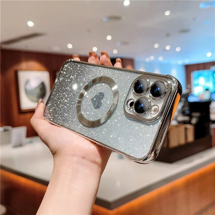 For iPhone 13 Pro Max Case Gradient Sparkle TPU Phone Cover Compatible with MagSafe