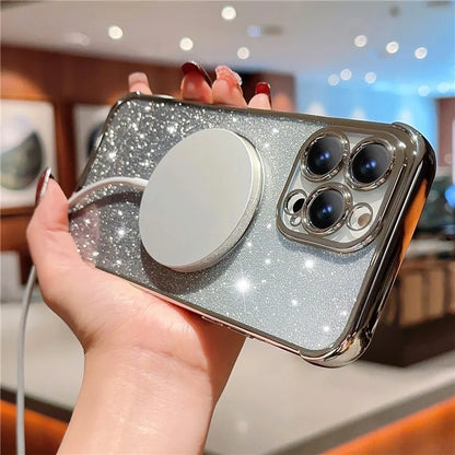 For iPhone 13 Pro Max Case Gradient Sparkle TPU Phone Cover Compatible with MagSafe