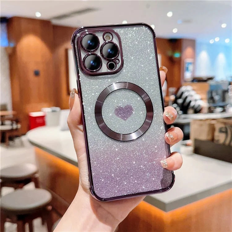 For iPhone 13 Pro Max Case Gradient Sparkle TPU Phone Cover Compatible with MagSafe