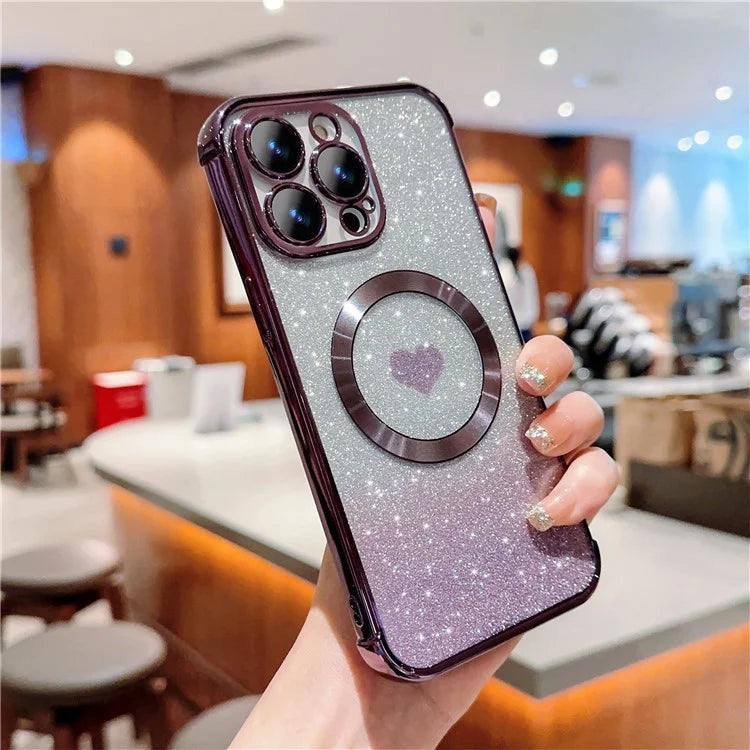 For iPhone 13 Pro Max Case Gradient Sparkle TPU Phone Cover Compatible with MagSafe