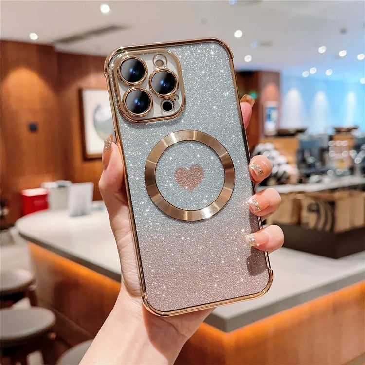 For iPhone 13 Pro Max Case Gradient Sparkle TPU Phone Cover Compatible with MagSafe