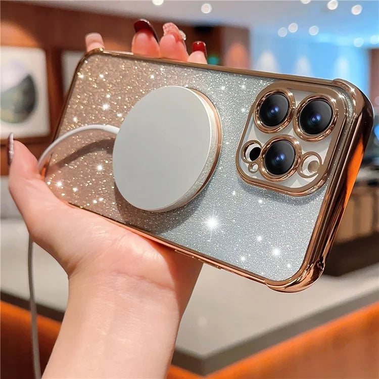 For iPhone 13 Pro Max Case Gradient Sparkle TPU Phone Cover Compatible with MagSafe