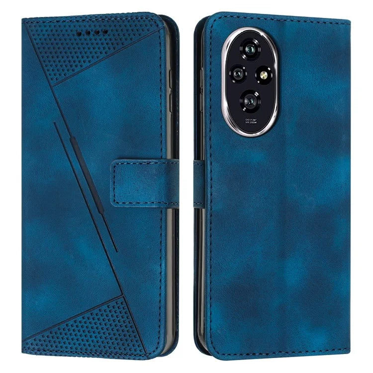 For Honor 200 Pro 5G Case Leather Wallet Flip Phone Cover with Card Holder Triangle Pattern