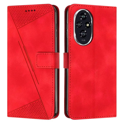 For Honor 200 Pro 5G Case Leather Wallet Flip Phone Cover with Card Holder Triangle Pattern