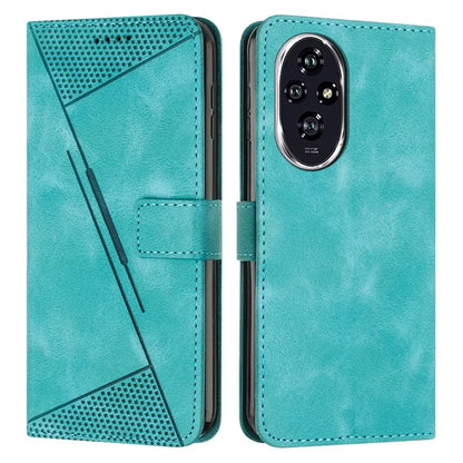 For Honor 200 Pro 5G Case Leather Wallet Flip Phone Cover with Card Holder Triangle Pattern