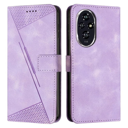 For Honor 200 Pro 5G Case Leather Wallet Flip Phone Cover with Card Holder Triangle Pattern
