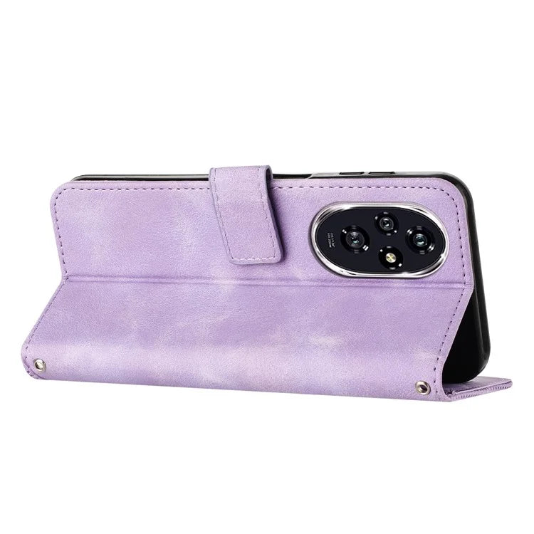 For Honor 200 Pro 5G Case Leather Wallet Flip Phone Cover with Card Holder Triangle Pattern