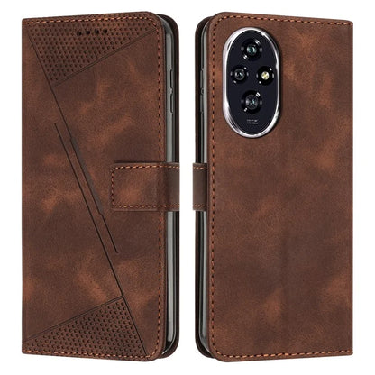 For Honor 200 Pro 5G Case Leather Wallet Flip Phone Cover with Card Holder Triangle Pattern