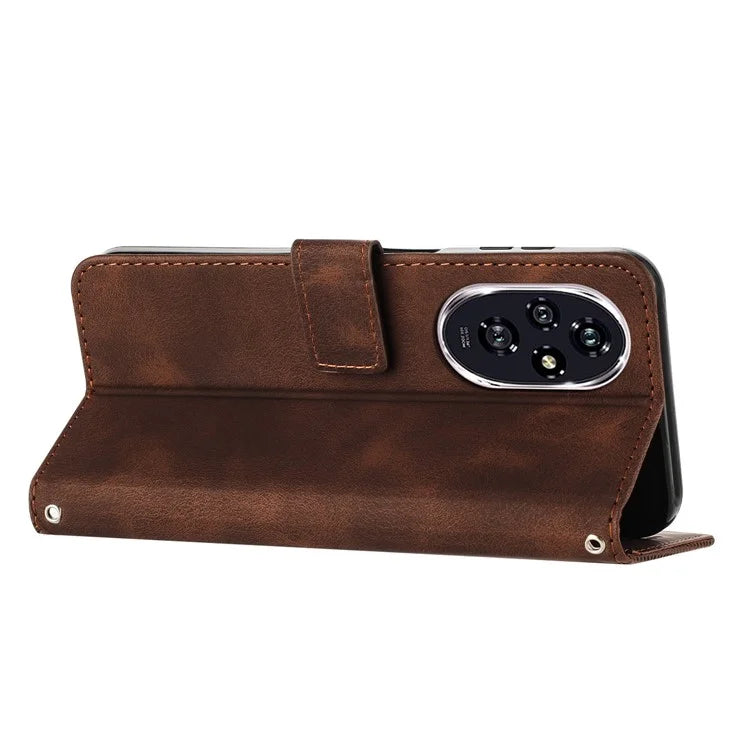 For Honor 200 Pro 5G Case Leather Wallet Flip Phone Cover with Card Holder Triangle Pattern
