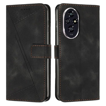 For Honor 200 Pro 5G Case Leather Wallet Flip Phone Cover with Card Holder Triangle Pattern