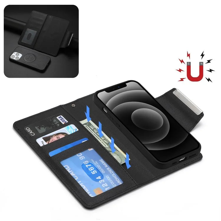 For iPhone 16 Pro Case PU Leather Wallet Detachable Phone Cover