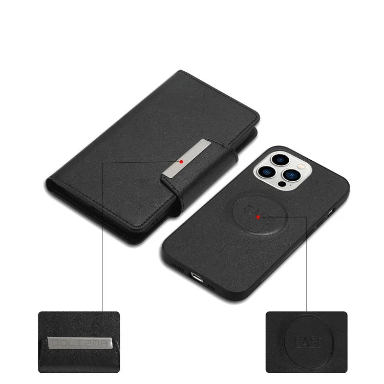 For iPhone 16 Pro Case PU Leather Wallet Detachable Phone Cover