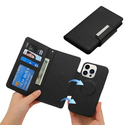 For iPhone 16 Pro Case PU Leather Wallet Detachable Phone Cover