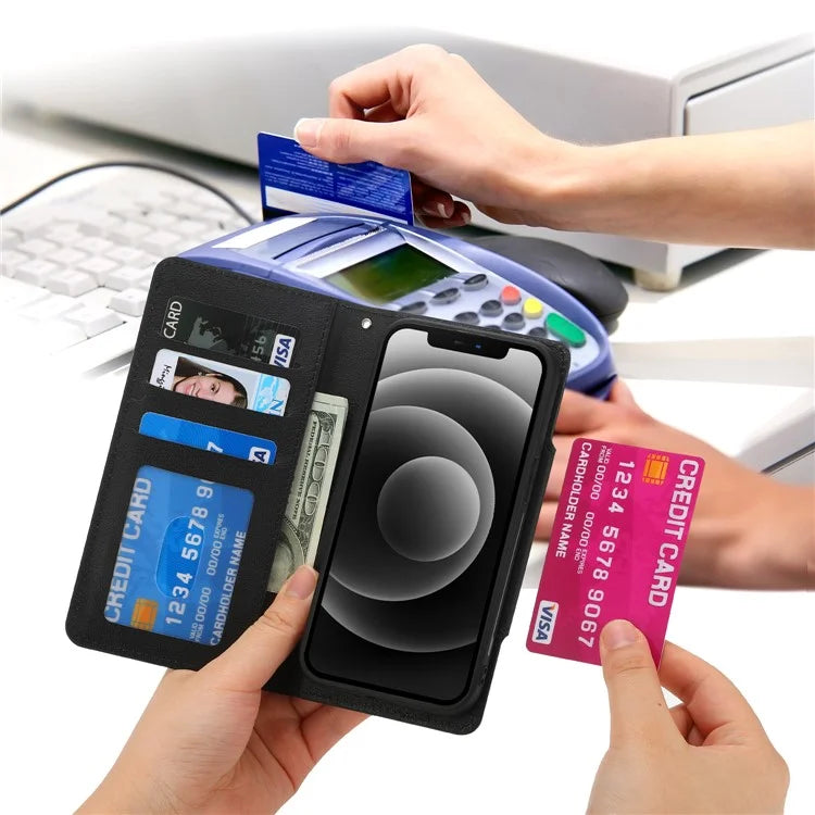 For iPhone 16 Pro Case PU Leather Wallet Detachable Phone Cover