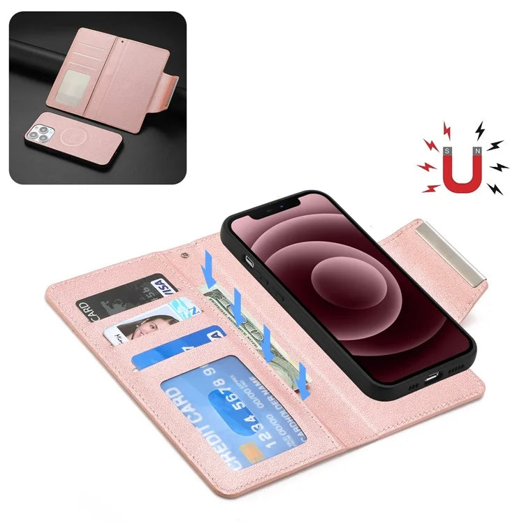 For iPhone 16 Pro Case PU Leather Wallet Detachable Phone Cover