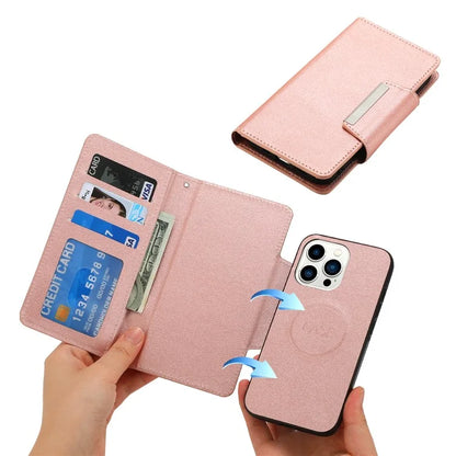For iPhone 16 Pro Case PU Leather Wallet Detachable Phone Cover