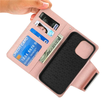 For iPhone 16 Pro Case PU Leather Wallet Detachable Phone Cover
