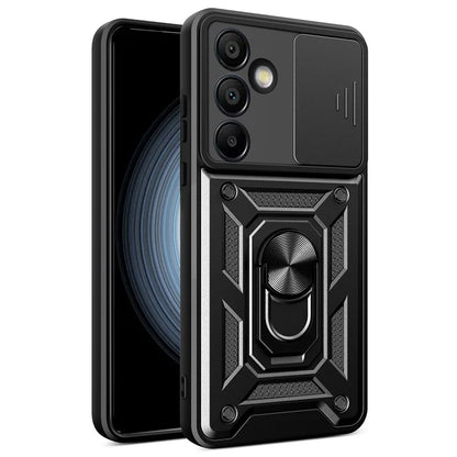 For Samsung Galaxy S24 FE Case PC+TPU Kickstand Phone Cover with Slide Camera Lid