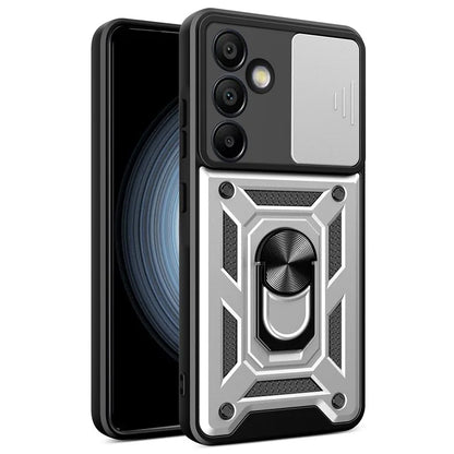 For Samsung Galaxy S24 FE Case PC+TPU Kickstand Phone Cover with Slide Camera Lid