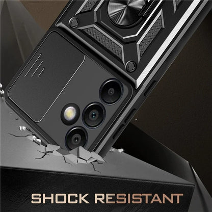 For Samsung Galaxy S24 FE Case PC+TPU Kickstand Phone Cover with Slide Camera Lid