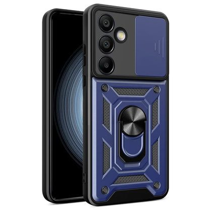 For Samsung Galaxy S24 FE Case PC+TPU Kickstand Phone Cover with Slide Camera Lid
