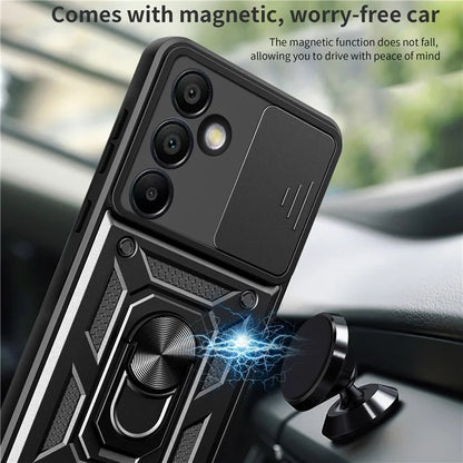 For Samsung Galaxy S24 FE Case PC+TPU Kickstand Phone Cover with Slide Camera Lid