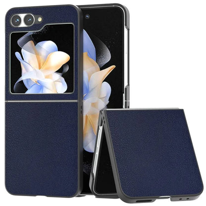 For Samsung Galaxy Z Flip6 5G Case PU Leather Coated Hard PC Folding Phone Cover