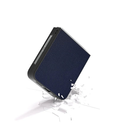For Samsung Galaxy Z Flip6 5G Case PU Leather Coated Hard PC Folding Phone Cover